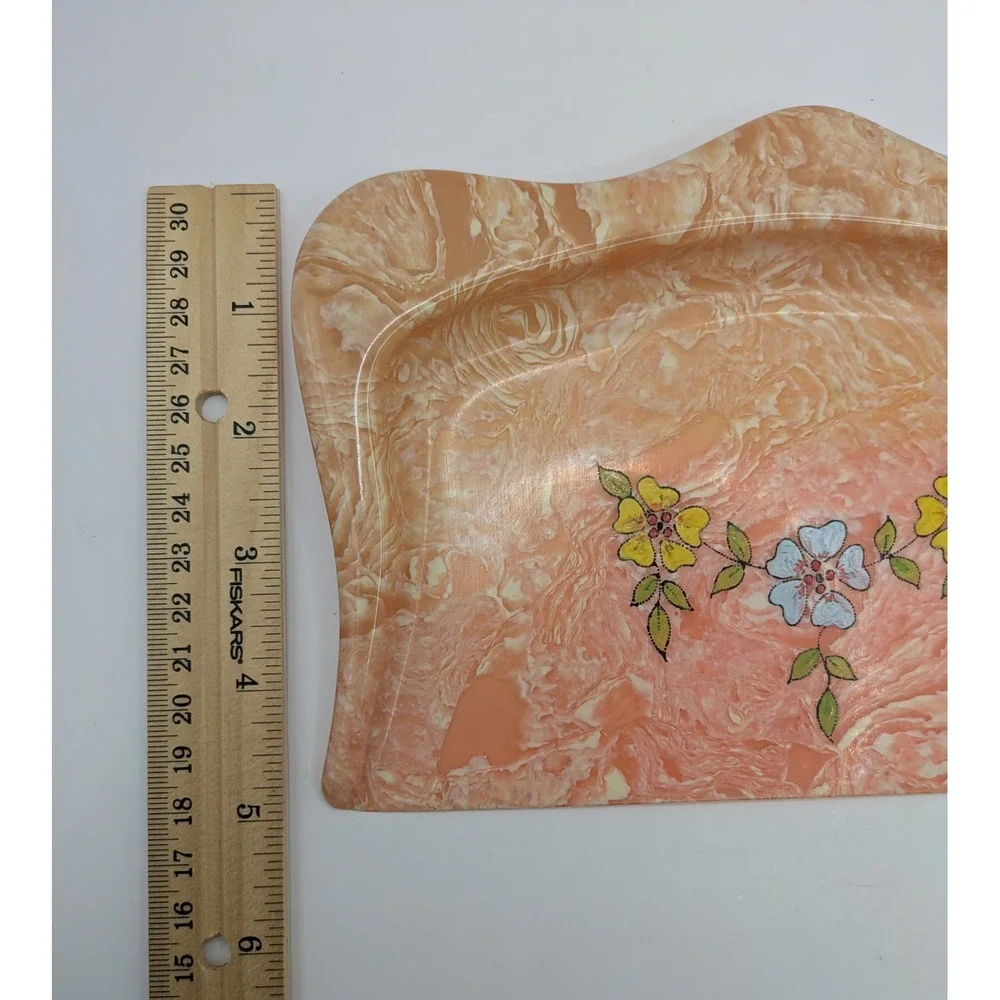 Vintage Celluloid Table Crumb Catcher Silent Butler‎ Pink Marble